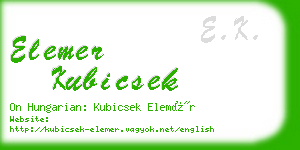 elemer kubicsek business card